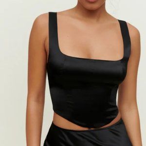 Reformation Sorrento Top in Black Silk (NWT)
